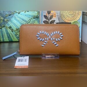 Vera Bradley Essential Continental Blue Bow Vegan Pebbled Leather Wallet